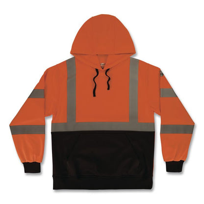 GloWear 8311BK Class 3 Essential Hi-Vis Hooded Sweatshirt with Black Bottom, 3X-Large, Orange