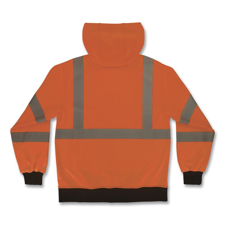 GloWear 8311BK Class 3 Essential Hi-Vis Hooded Sweatshirt with Black Bottom, 4X-Large, Orange