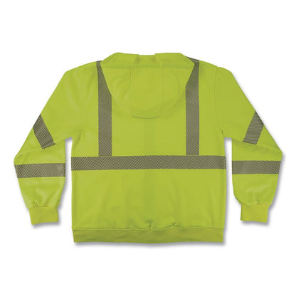 GloWear 8305W Class 3 Women's Performance Hi-Vis Hooded Zip-Up Sweatshirt, Small, Lime