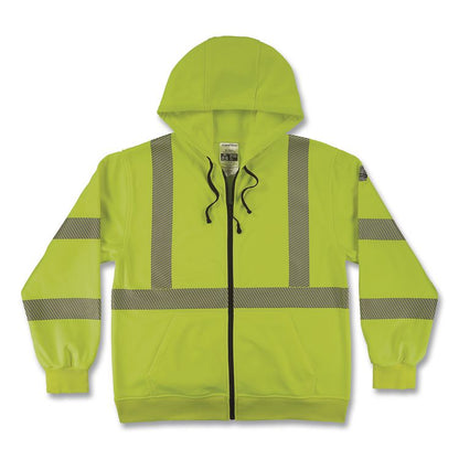 GloWear 8305W Class 3 Women's Performance Hi-Vis Hooded Zip-Up Sweatshirt, Small, Lime