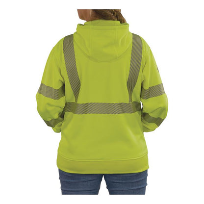 GloWear 8304W Class 3 Women's Performance Hi-Vis Hooded Sweatshirt, Small, Lime