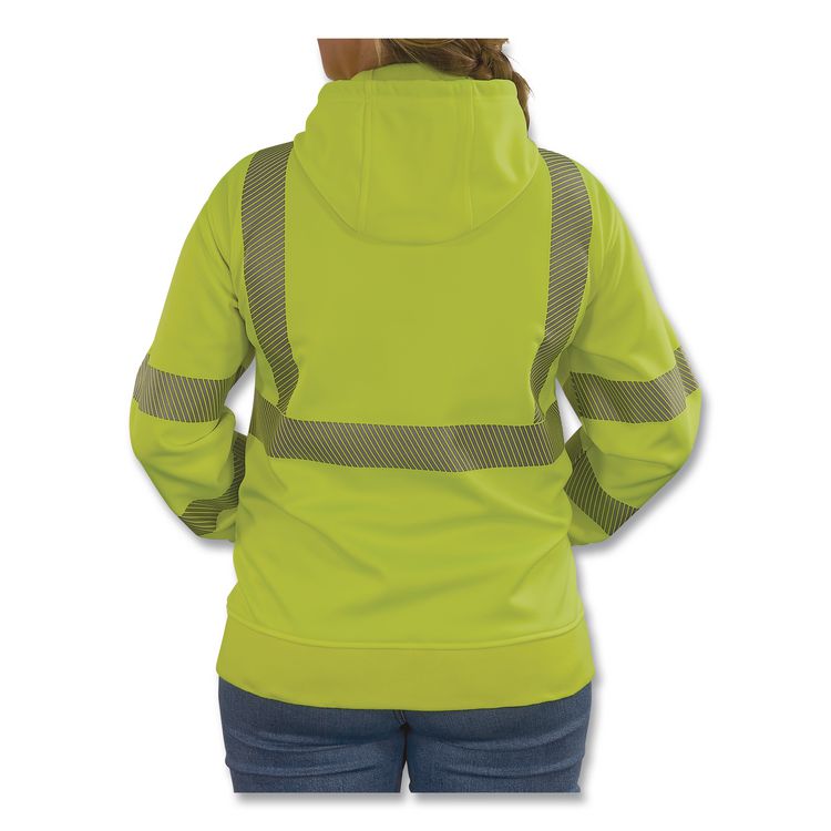 GloWear 8305W Class 3 Women's Performance Hi-Vis Hooded Zip-Up Sweatshirt, Medium, Lime
