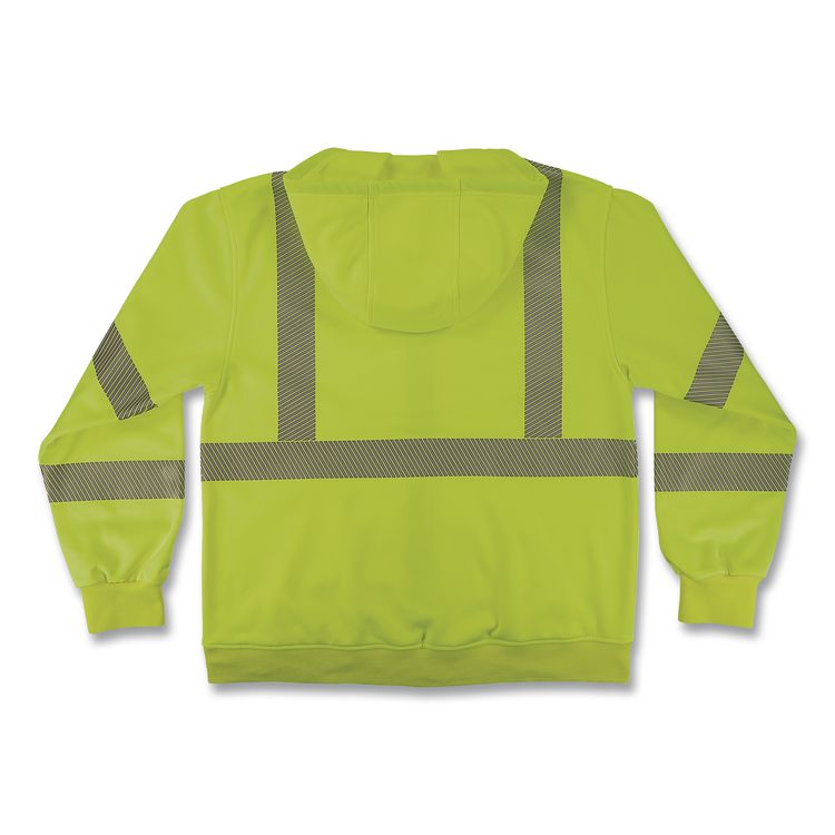 GloWear 8305W Class 3 Women's Performance Hi-Vis Hooded Zip-Up Sweatshirt, Large, Lime