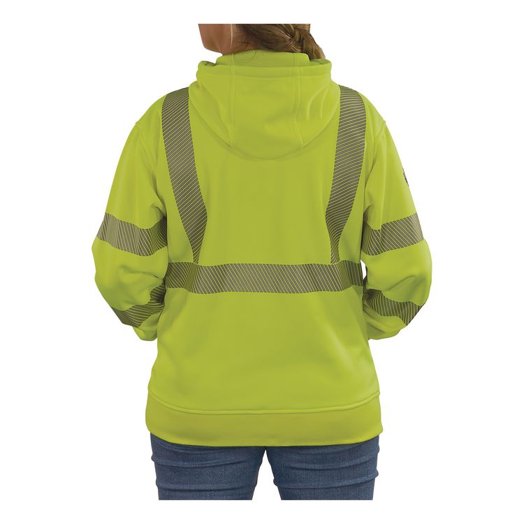 GloWear 8304W Class 3 Women's Performance Hi-Vis Hooded Sweatshirt, Medium, Lime