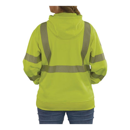 GloWear 8304W Class 3 Women's Performance Hi-Vis Hooded Sweatshirt, Medium, Lime
