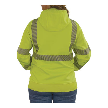 GloWear 8305W Class 3 Women's Performance Hi-Vis Hooded Zip-Up Sweatshirt, Large, Lime