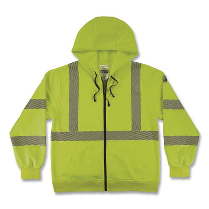 GloWear 8305W Class 3 Women's Performance Hi-Vis Hooded Zip-Up Sweatshirt, Large, Lime