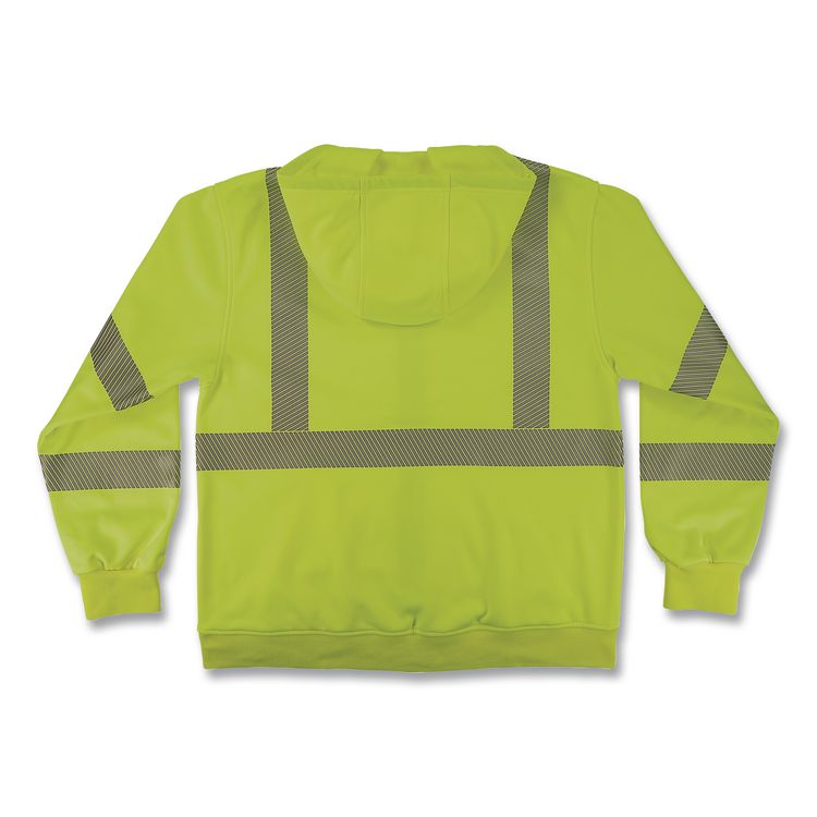 GloWear 8305W Class 3 Women's Performance Hi-Vis Hooded Zip-Up Sweatshirt, X-Large, Lime