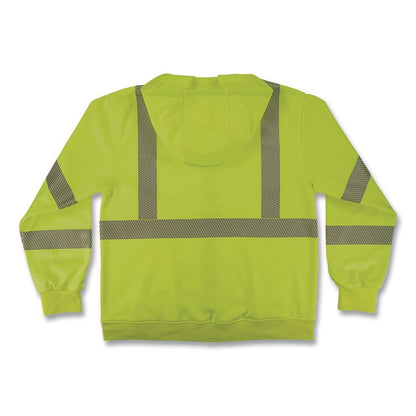 GloWear 8305W Class 3 Women's Performance Hi-Vis Hooded Zip-Up Sweatshirt, X-Large, Lime