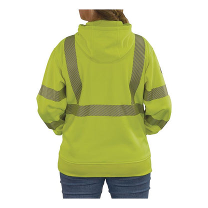 GloWear 8304W Class 3 Women's Performance Hi-Vis Hooded Sweatshirt, Large, Lime