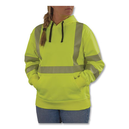 GloWear 8304W Class 3 Women's Performance Hi-Vis Hooded Sweatshirt, X-Large, Lime