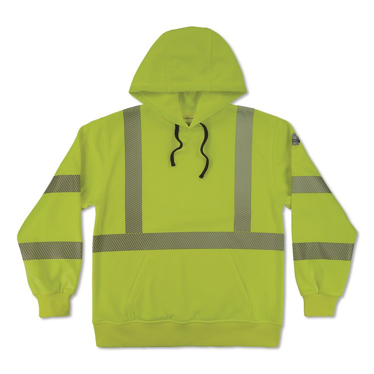 GloWear 8304W Class 3 Women's Performance Hi-Vis Hooded Sweatshirt, X-Large, Lime
