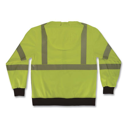 GloWear 8317BK Class 3 Performance Hi-Vis Hooded Sweatshirt with Black Bottom, 3X-Large, Lime