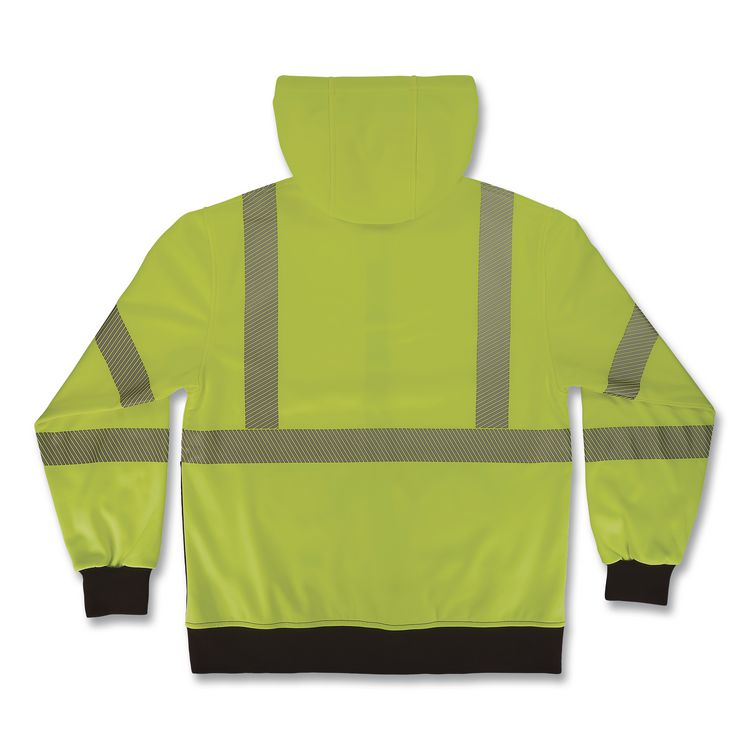 GloWear 8317BK Class 3 Performance Hi-Vis Hooded Sweatshirt with Black Bottom, 3X-Large, Lime