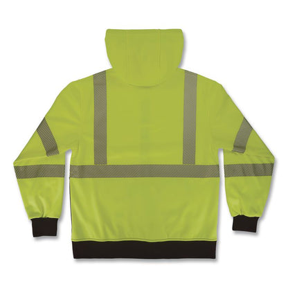GloWear 8317BK Class 3 Performance Hi-Vis Hooded Sweatshirt with Black Bottom, 3X-Large, Lime