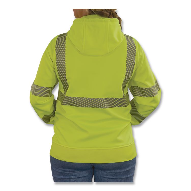GloWear 8305W Class 3 Women's Performance Hi-Vis Hooded Zip-Up Sweatshirt, 3X-Large, Lime