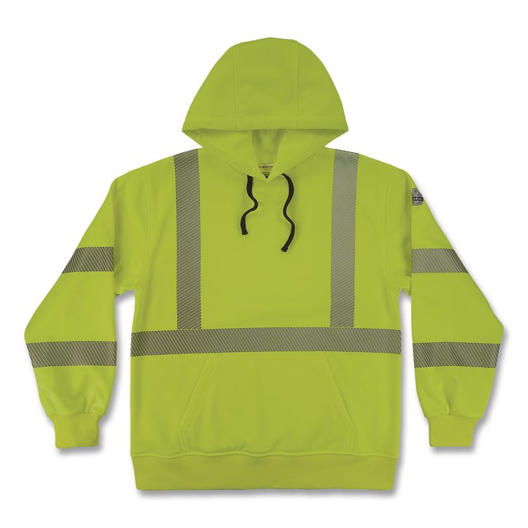 GloWear 8304W Class 3 Women's Performance Hi-Vis Hooded Sweatshirt, 2X-Large, Lime