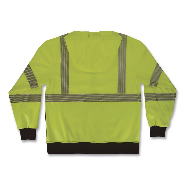 GloWear 8317BK Class 3 Performance Hi-Vis Hooded Sweatshirt with Black Bottom, 4X-Large, Lime