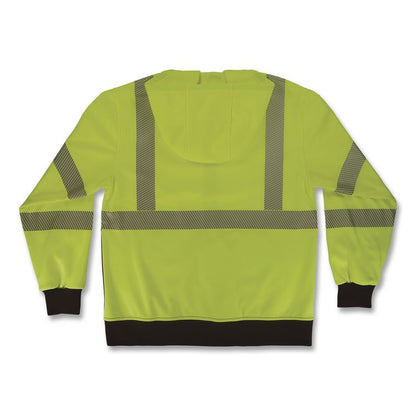 GloWear 8317BK Class 3 Performance Hi-Vis Hooded Sweatshirt with Black Bottom, 4X-Large, Lime