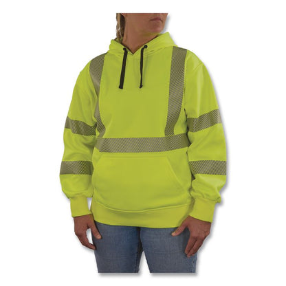 GloWear 8304W Class 3 Women's Performance Hi-Vis Hooded Sweatshirt, 3X-Large, Lime