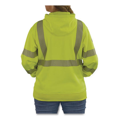 GloWear 8304W Class 3 Women's Performance Hi-Vis Hooded Sweatshirt, 3X-Large, Lime