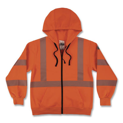 GloWear 8305W Class 3 Women's Performance Hi-Vis Hooded Zip-Up Sweatshirt, Small, Orange