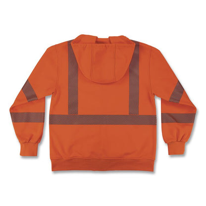 GloWear 8305W Class 3 Women's Performance Hi-Vis Hooded Zip-Up Sweatshirt, Medium, Orange