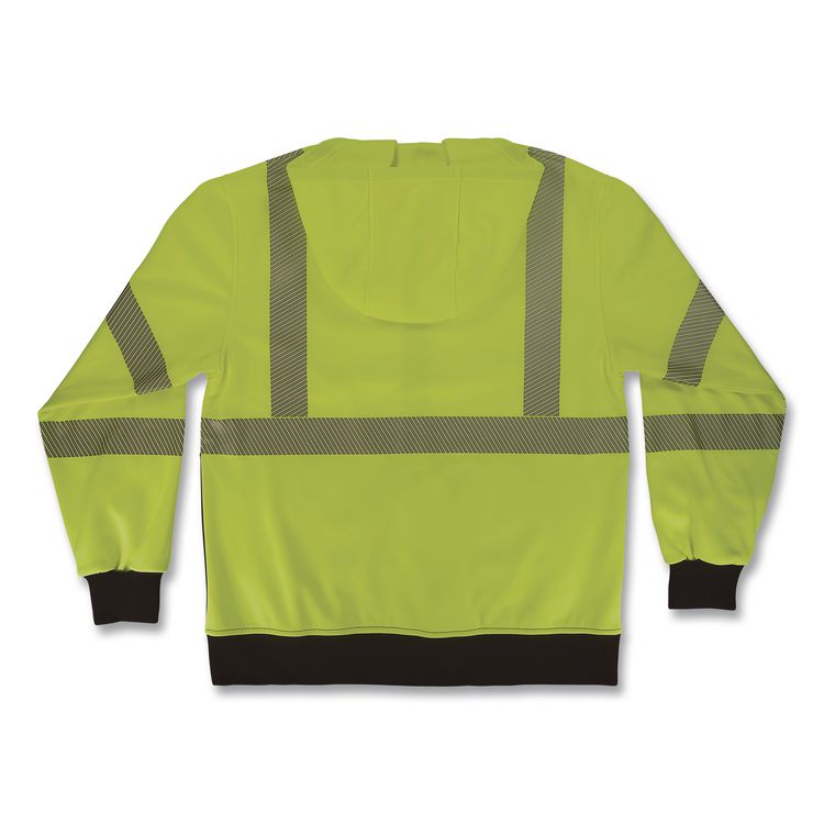 GloWear 8317BK Class 3 Performance Hi-Vis Hooded Sweatshirt with Black Bottom, 5X-Large, Lime