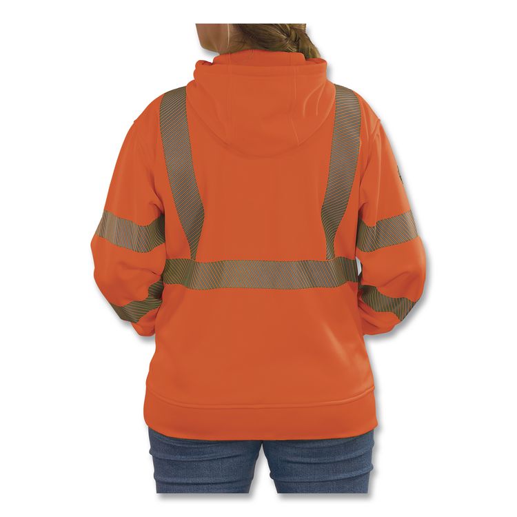 GloWear 8304W Class 3 Women's Performance Hi-Vis Hooded Sweatshirt, Medium, Orange