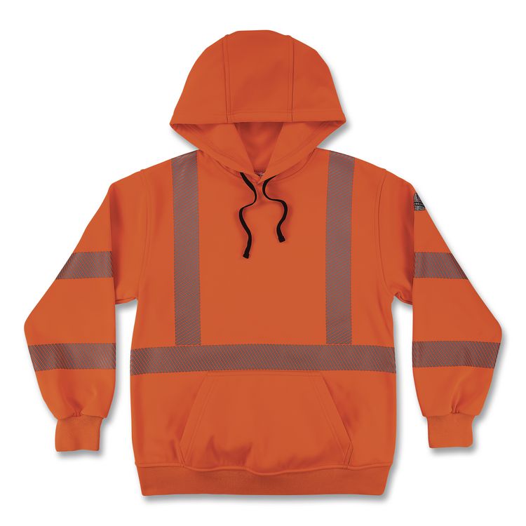 GloWear 8304W Class 3 Women's Performance Hi-Vis Hooded Sweatshirt, Medium, Orange
