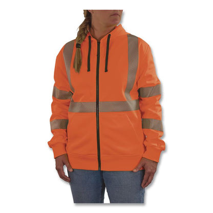 GloWear 8305W Class 3 Women's Performance Hi-Vis Hooded Zip-Up Sweatshirt, X-Large, Orange