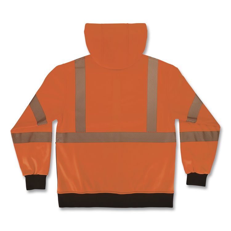 GloWear 8317BK Class 3 Performance Hi-Vis Hooded Sweatshirt with Black Bottom, Large, Orange