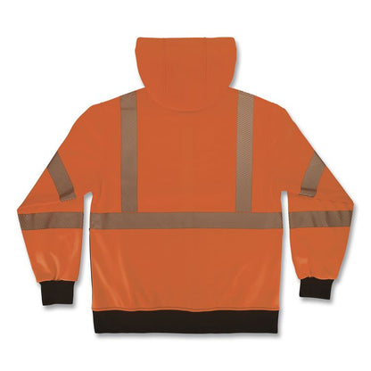 GloWear 8317BK Class 3 Performance Hi-Vis Hooded Sweatshirt with Black Bottom, Large, Orange