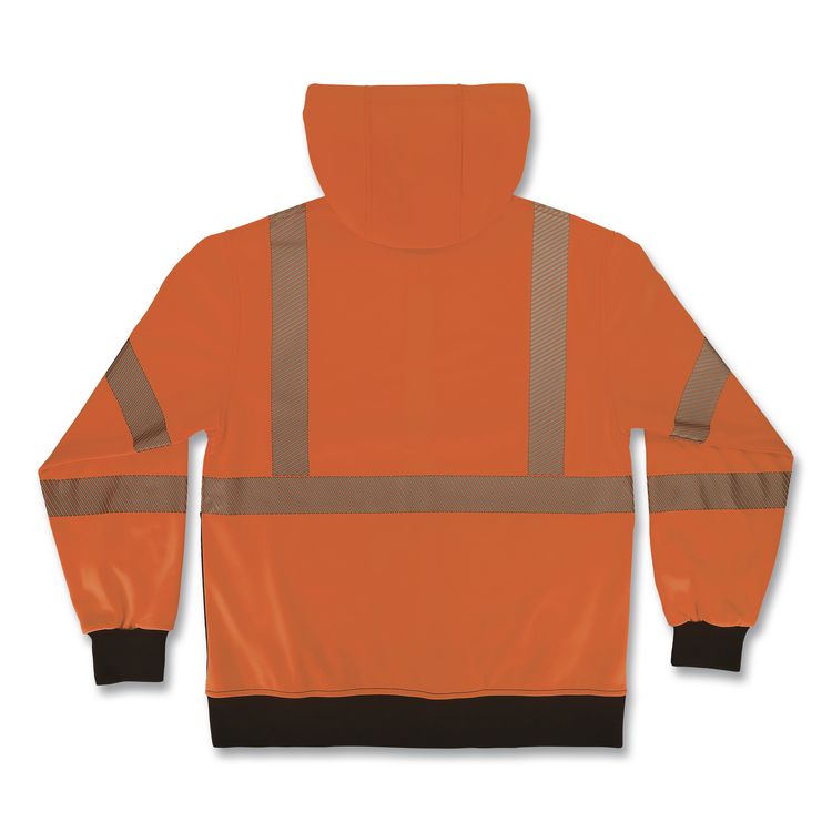 GloWear 8317BK Class 3 Performance Hi-Vis Hooded Sweatshirt with Black Bottom, X-Large, Orange