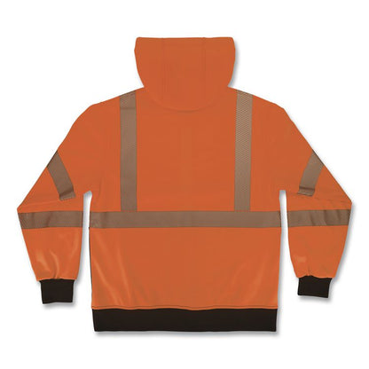 GloWear 8317BK Class 3 Performance Hi-Vis Hooded Sweatshirt with Black Bottom, X-Large, Orange