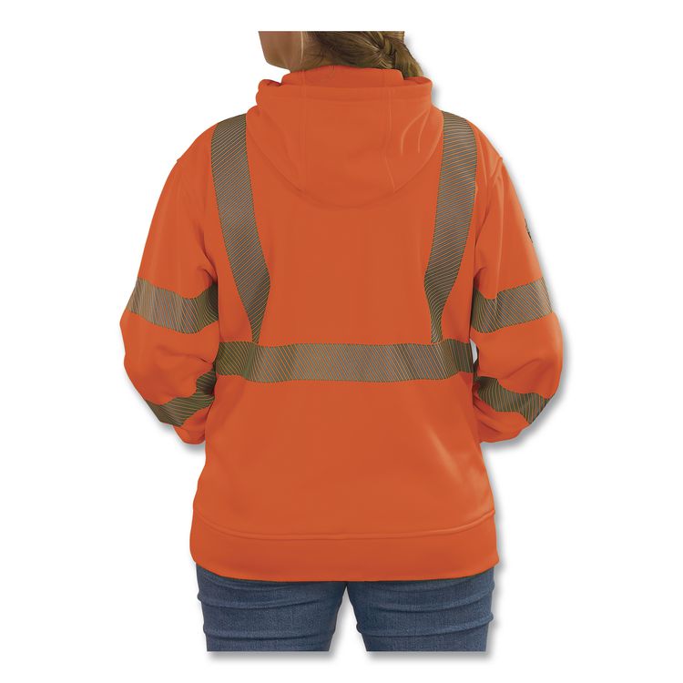 GloWear 8304W Class 3 Women's Performance Hi-Vis Hooded Sweatshirt, 2X-Large, Orange