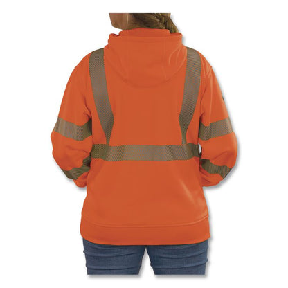 GloWear 8304W Class 3 Women's Performance Hi-Vis Hooded Sweatshirt, 2X-Large, Orange