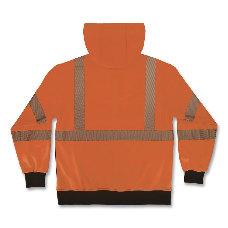 GloWear 8317BK Class 3 Performance Hi-Vis Hooded Sweatshirt with Black Bottom, 3X-Large, Orange
