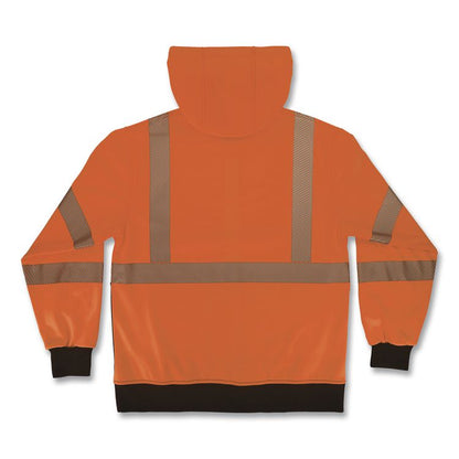 GloWear 8317BK Class 3 Performance Hi-Vis Hooded Sweatshirt with Black Bottom, 4X-Large, Orange