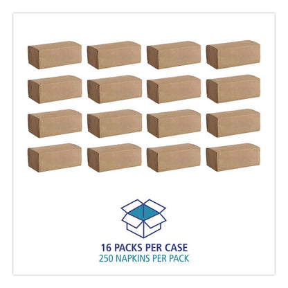 Folded Paper Towels, 1-Ply, 9 x 9.5, Kraft, 250/Pack, 16 Packs/Carton