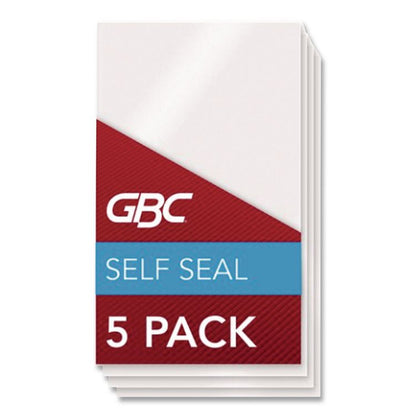 SelfSeal Self-Adhesive Laminating Pouches and Single-Sided Sheets, 8 mil, 2.88" x 4.63", Gloss Clear, 5/Pack