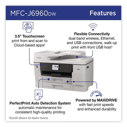 MFC-J6960DW INKvestment Color AIO Printer, Copy/Fax/Print/Scan