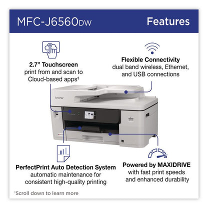 MFC-J6560DW INKvestment AIO Printer, Copy/Fax/Print/Scan