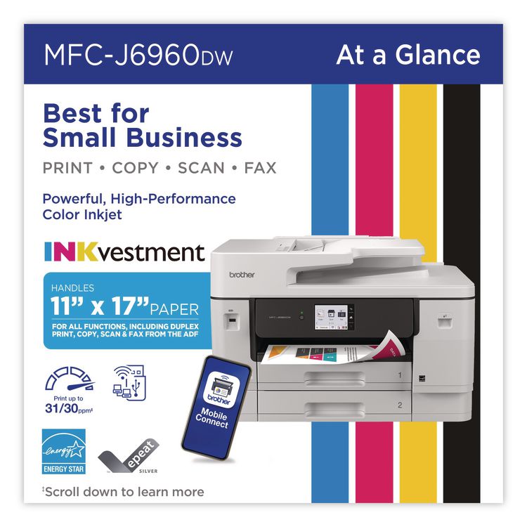 MFC-J6960DW INKvestment Color AIO Printer, Copy/Fax/Print/Scan