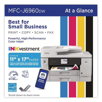 MFC-J6960DW INKvestment Color AIO Printer, Copy/Fax/Print/Scan