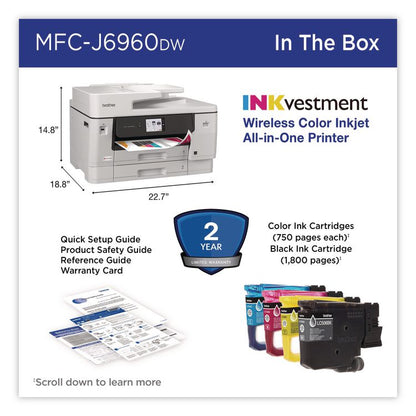 MFC-J6960DW INKvestment Color AIO Printer, Copy/Fax/Print/Scan