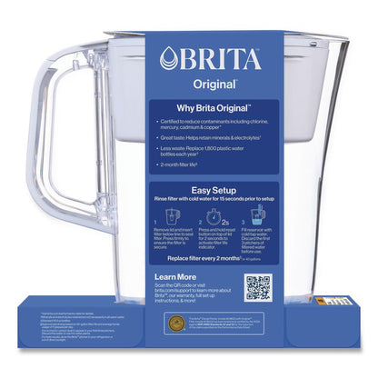 Small 6-Cup Water Filter Pitcher with 1 Standard Filter, Denali, White, 2/Carton