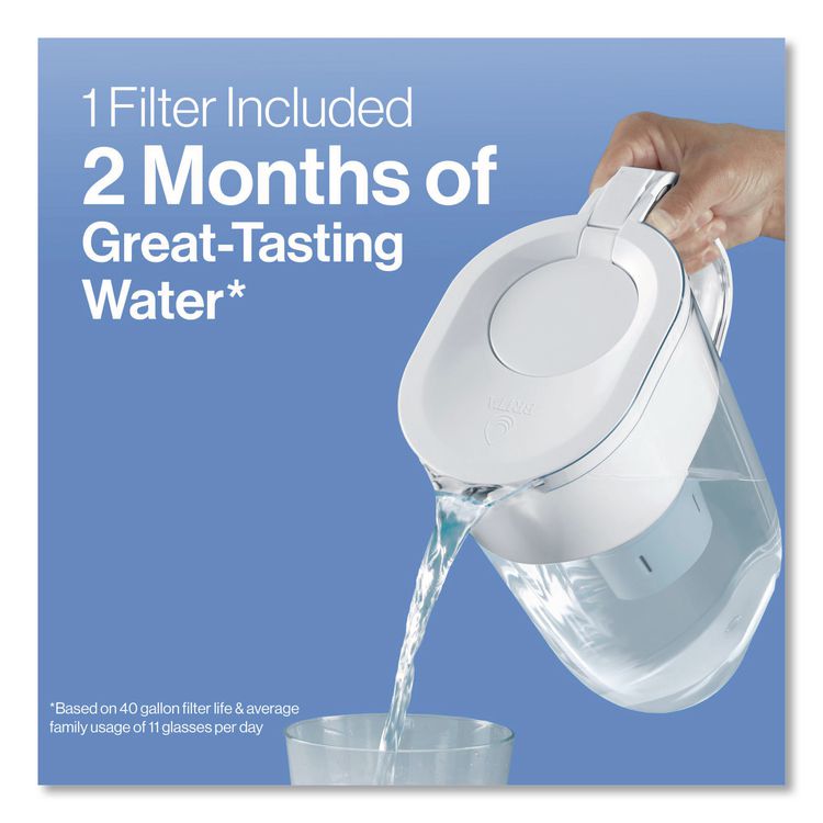 Tahoe Water Pitcher with Standard Filter, 10 Cups, Clear, 2/Carton