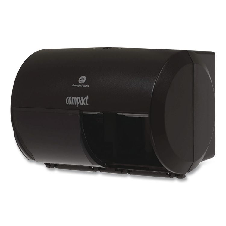 Compact Coreless Side-by-Side Double Roll Tissue Dispenser, 11.5 x 7.63 x 8, Black