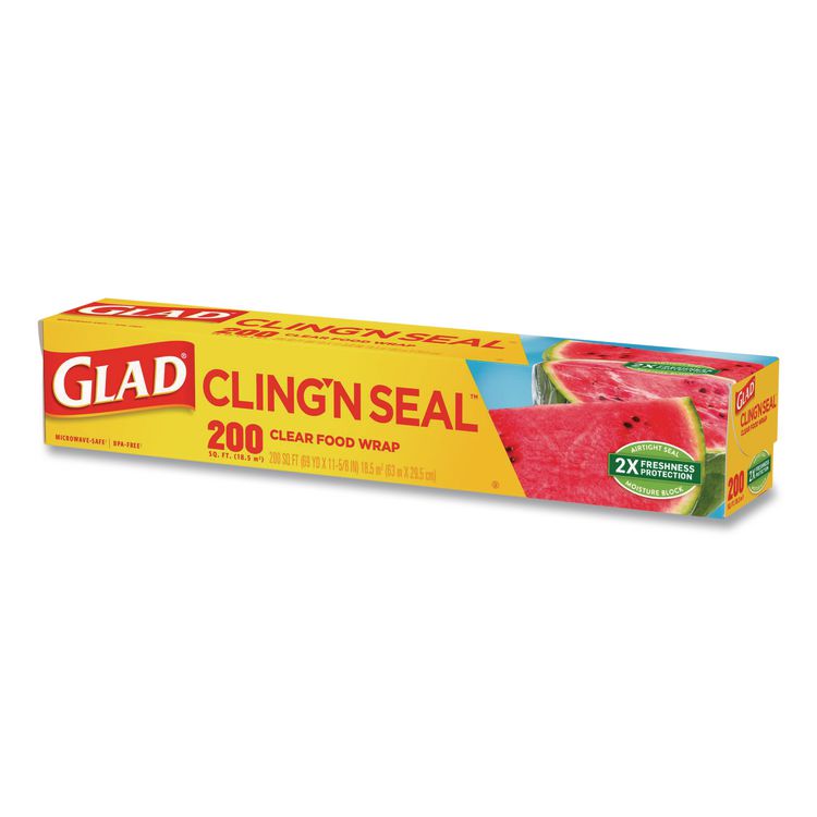 Cling'N Seal Plastic Food Wrap, 200 sq ft, 12 Rolls/Carton